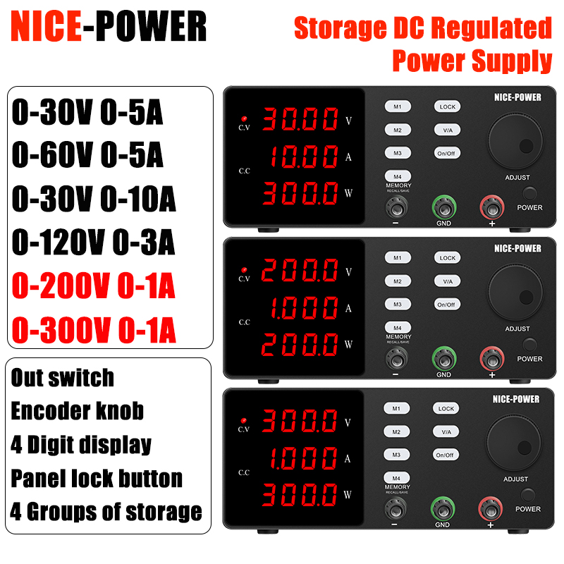 Switching Dc Power Supply 300V 1A - NICE-POWER 200V/300V 1A DC-voeding 30V10A Desktop-voeding