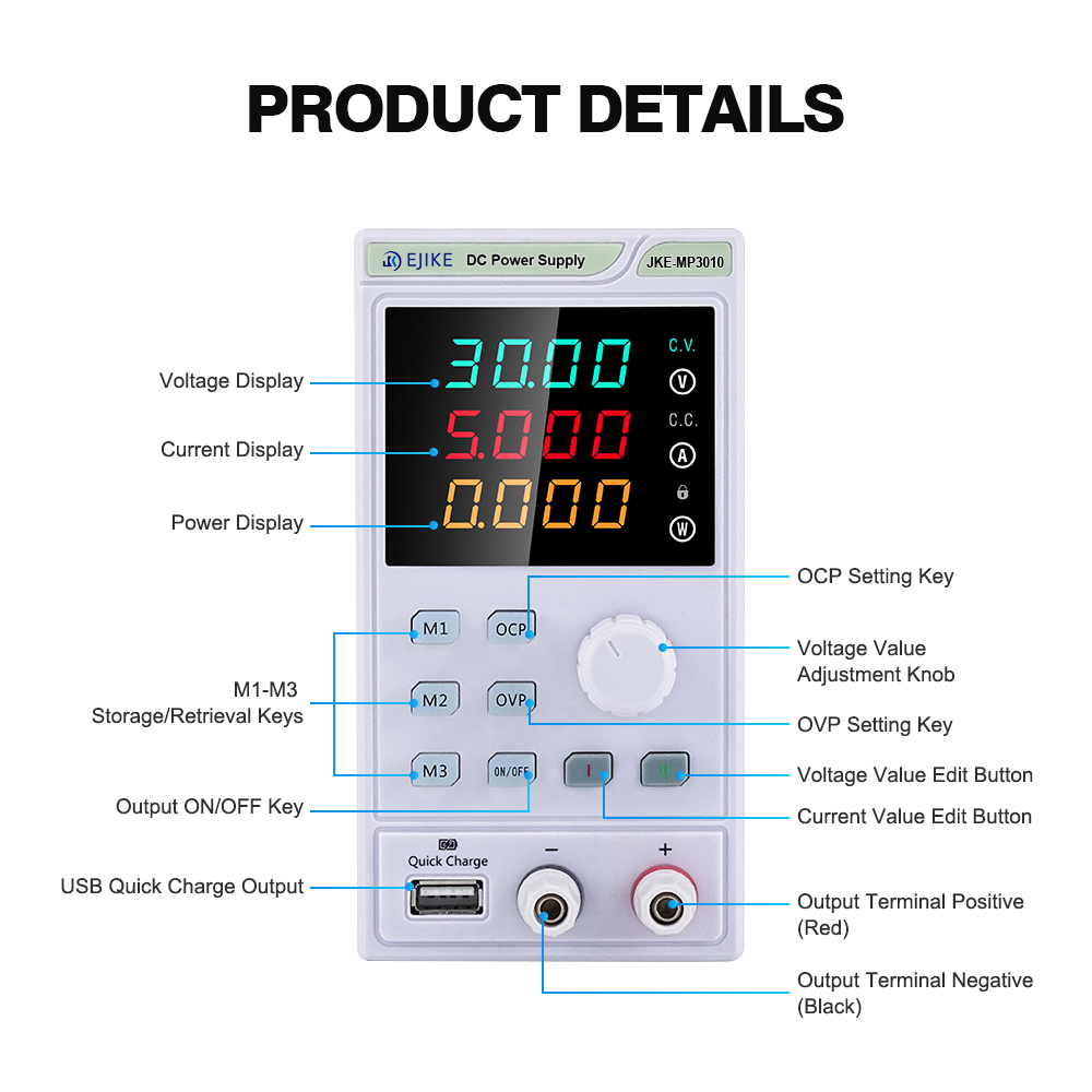 EJIKE DC-voeding 300W Programm - Programmable Dc Power Supply 60V 10A recensie en prijs